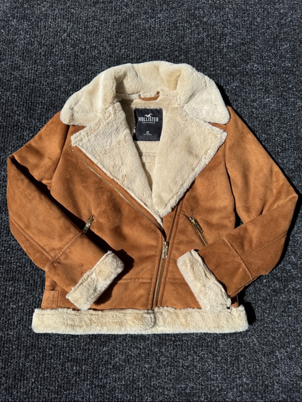Faux fur shearling biker jacket